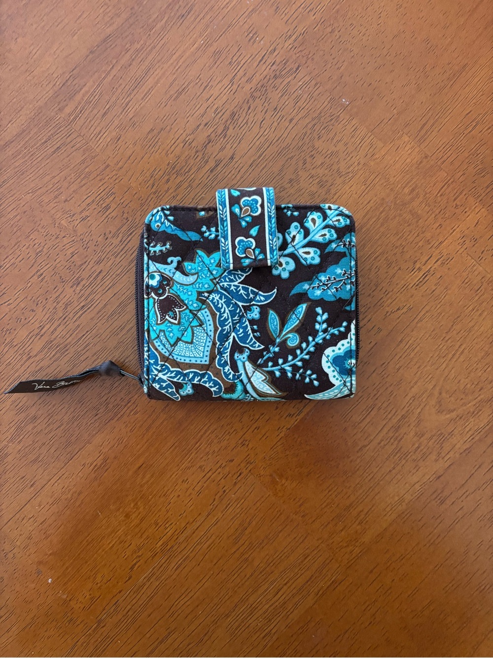 Vera Bradley Black and Turquoise Paisley Small Wallet